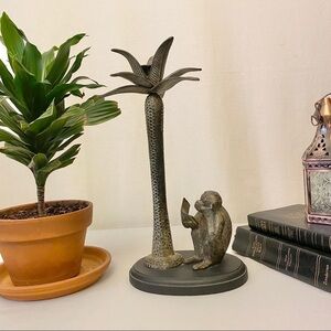 MONKEY Reading Candle Holder Decor Figurine Ethnic